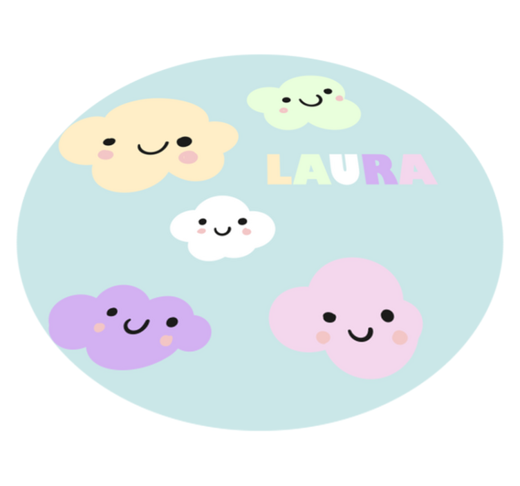 Tapete vinílico com nome nuvens personalizáveis - TenStickers