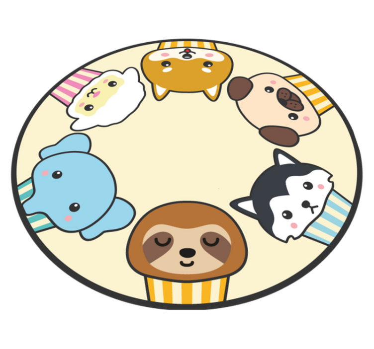 Anime animais círculo animal tapete - TenStickers