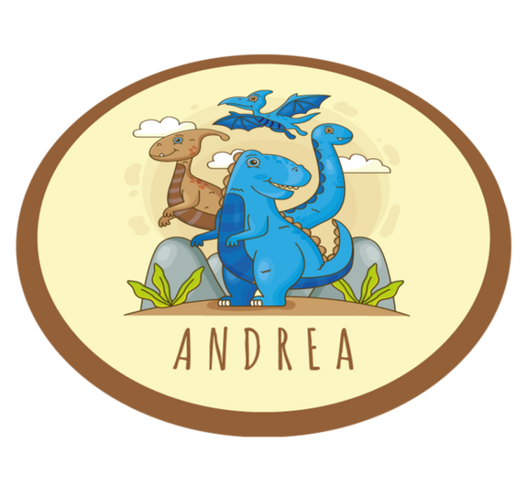 Mundo de dinossauros com tapete personalizado com nome - TenStickers