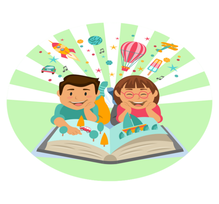 Tapete vinílico infantis leitura imaginativa - TenStickers