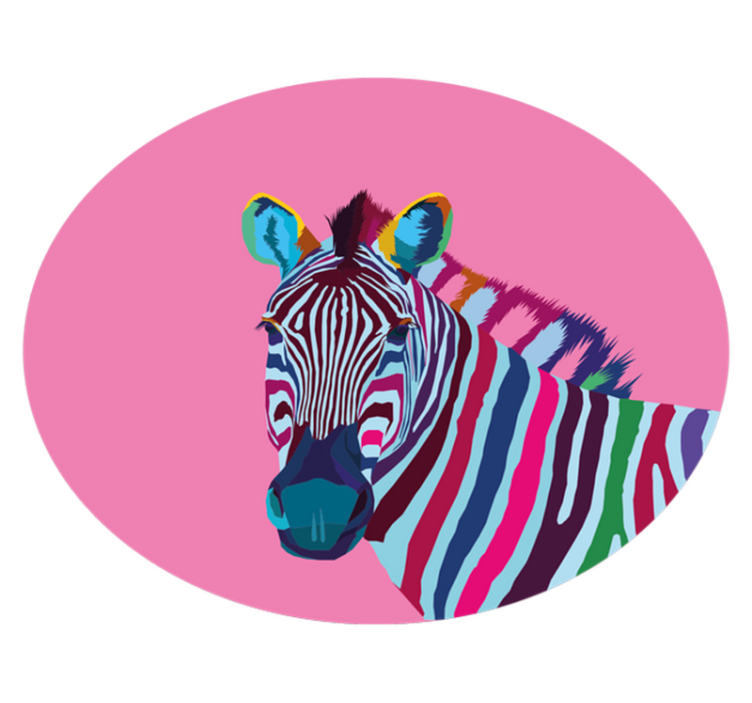 Tapete vinílico de animais retrato colorido de zebra - TenStickers