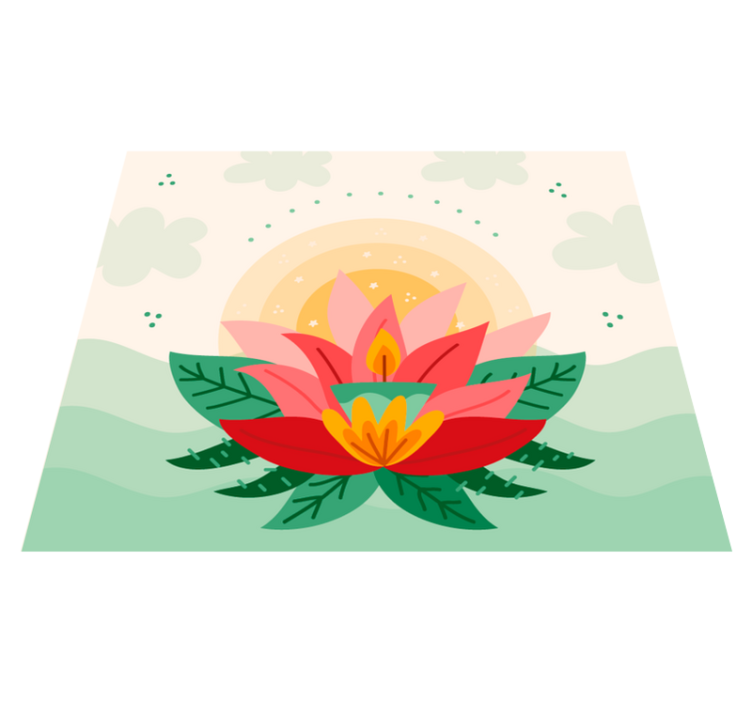 Tapete vinílico flores e plantas ilustração de flor de lótus - TenStickers