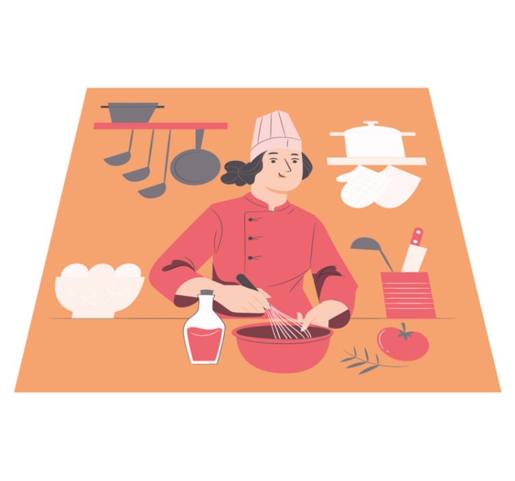 Tapete vinílico cozinha ilustração de chef - TenStickers