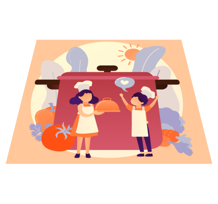 Tapete vinílico infantis personagens culinários - TenStickers