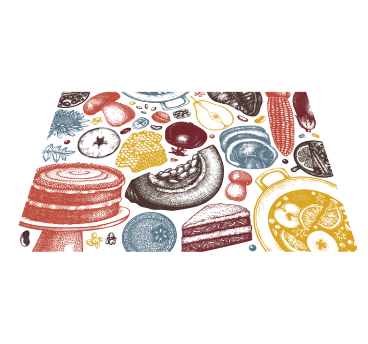 Tapete vinílico cozinha ilustrações culinárias - TenStickers