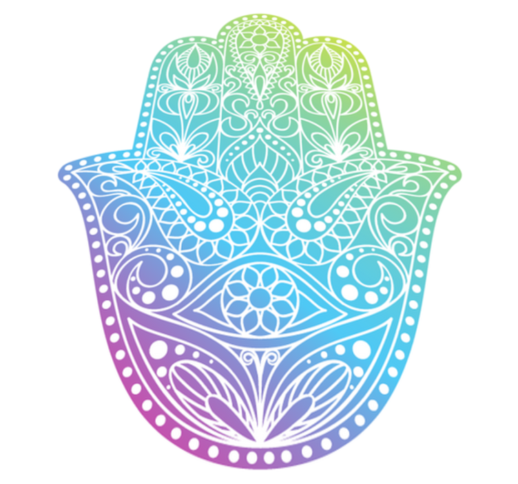 Tapete vinílico de mandala mão de fátima em gradiente - TenStickers