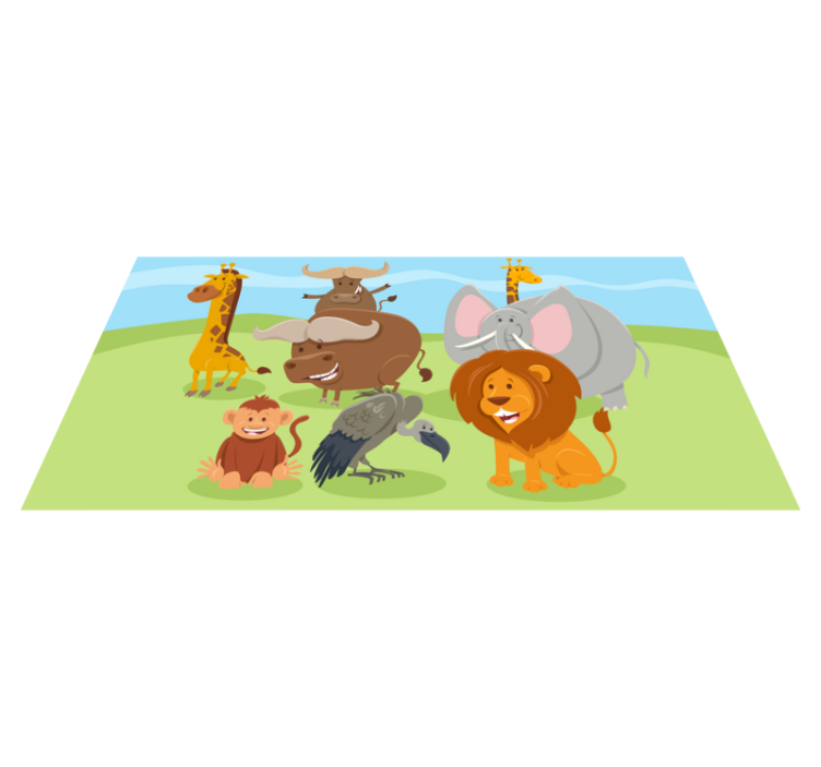 Animal colorido para crianças tapete de vinil com estampa de anim - TenStickers