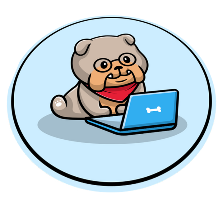 Tapete vinílico de animais cachorrinho com computador - TenStickers