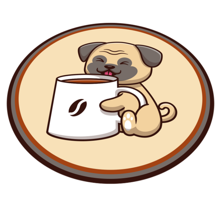 Tapete vinílico de animais caneca fofa de pug - TenStickers