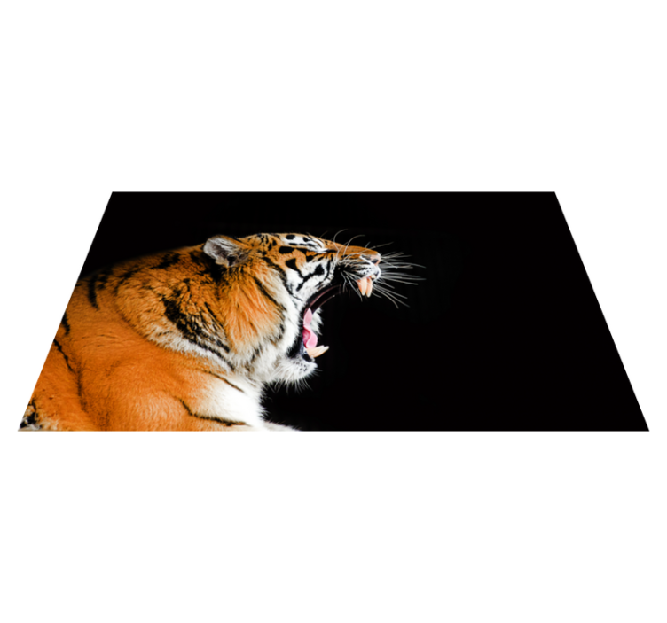 Tapete vinílico de animais cara de tigre rugindo - TenStickers