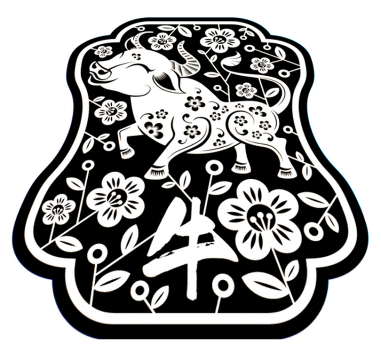 Tapete vinílico de animais touro floral elegante - TenStickers