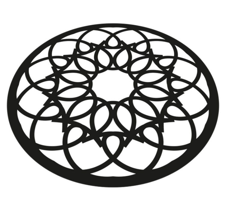 Tapete vinílico de mandala padrão preto intrincado - TenStickers