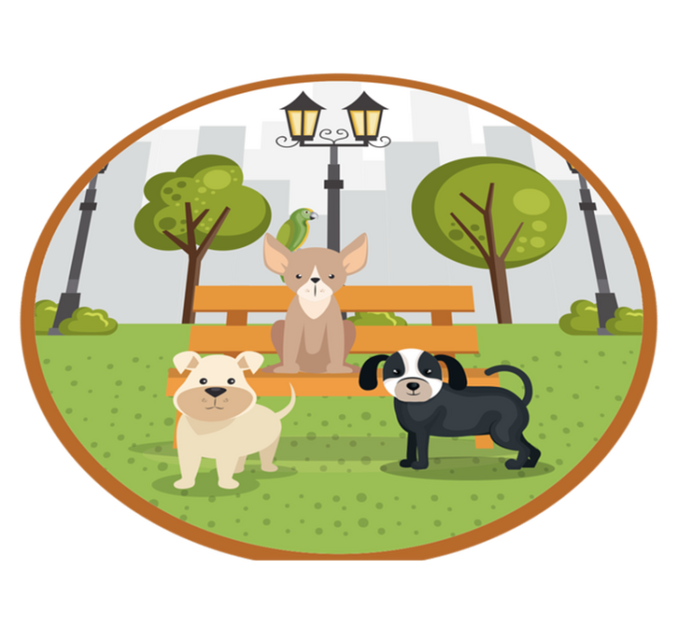 Tapete vinílico de animais cães no parque - TenStickers