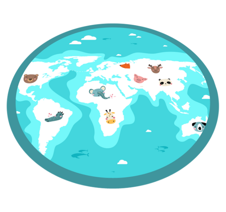 Tapete em vinil infantil mapa mundial de animais - TenStickers