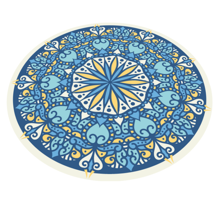Tapete vinílico de mandala motivo azul intrincado - TenStickers