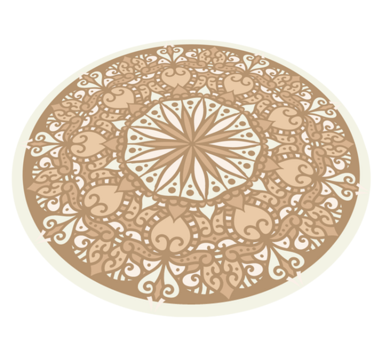 Tapete vinílico de mandala design circular elegante bege - TenStickers