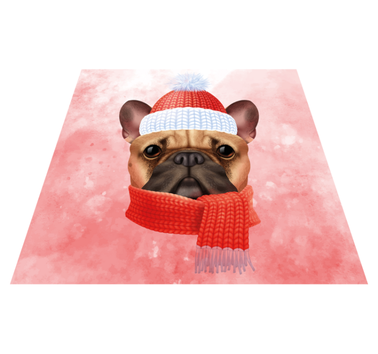 Tapete vinílico de animais inverno do buldogue francês - TenStickers