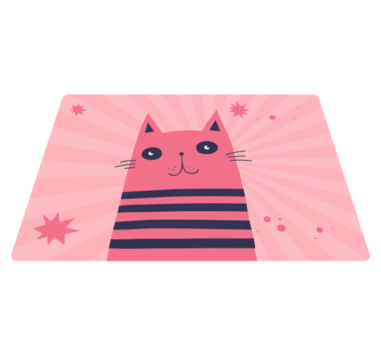 Tapete vinílico infantis ilustração de gato rosa - TenStickers