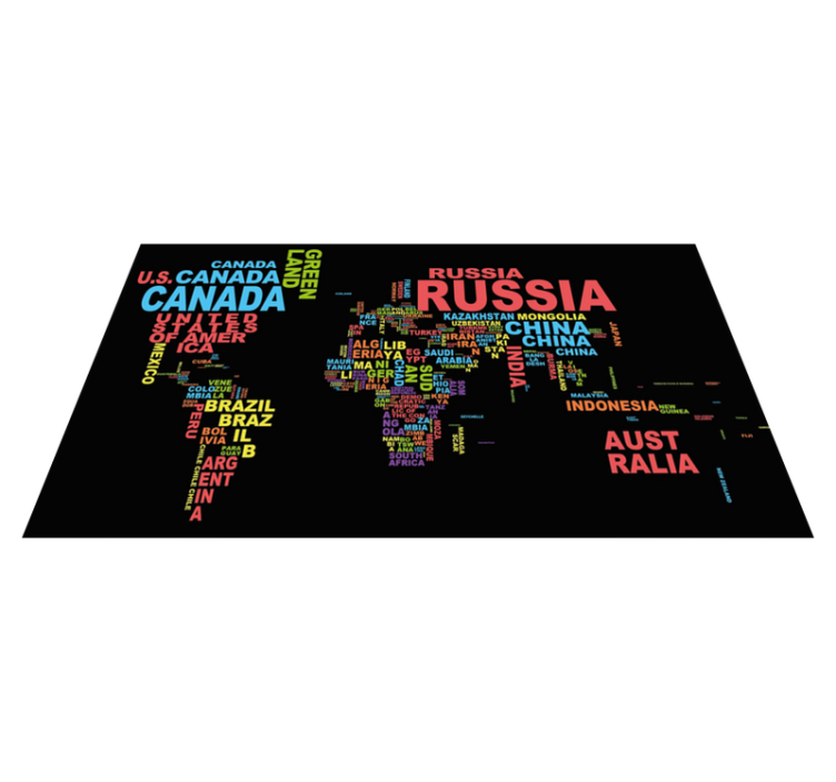 Tapete vinílico de mapa mundial tipografia de países - TenStickers
