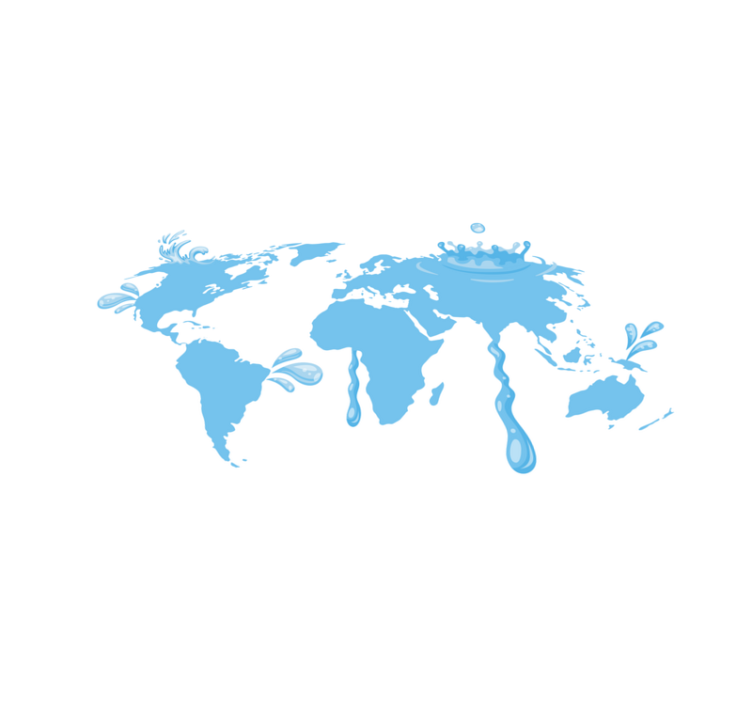 Tapete vinílico de mapa mundial design de água azul - TenStickers