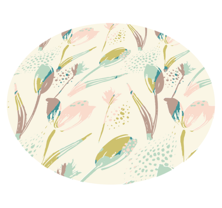 Tapete vinílico flores e plantas círculo de padrões florais - TenStickers