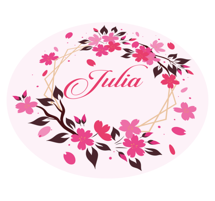 Tapete vinílico quarto coroa botânica com nome - TenStickers