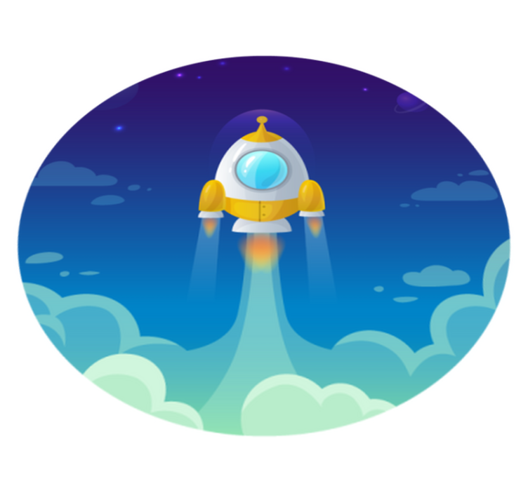 Tapete vinílico estrelas cena de lançamento de foguete - TenStickers