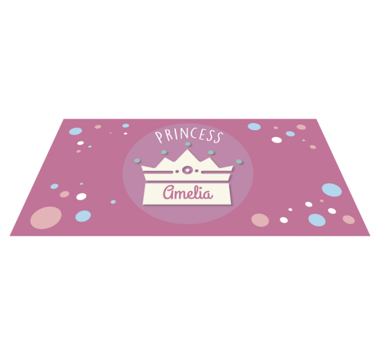 Princesa com coroa e nome infantil tapete de vinil - TenStickers