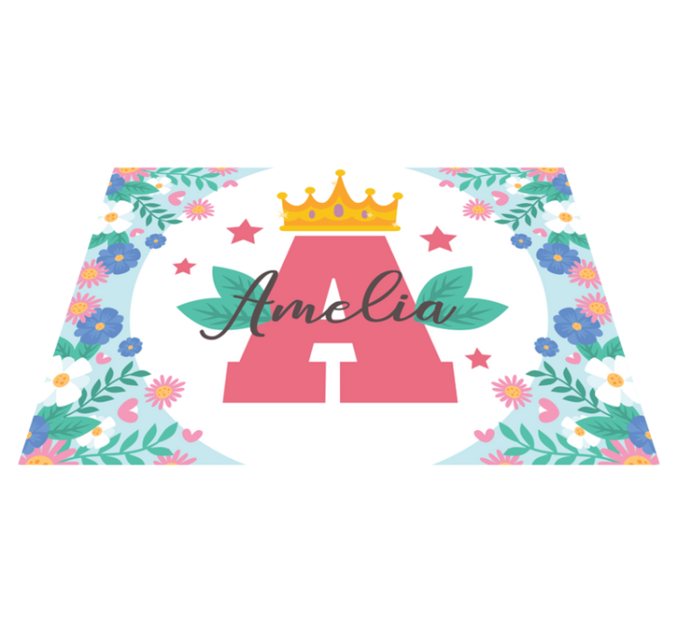 Tapete em vinil infantil inicial e nome coroados - TenStickers