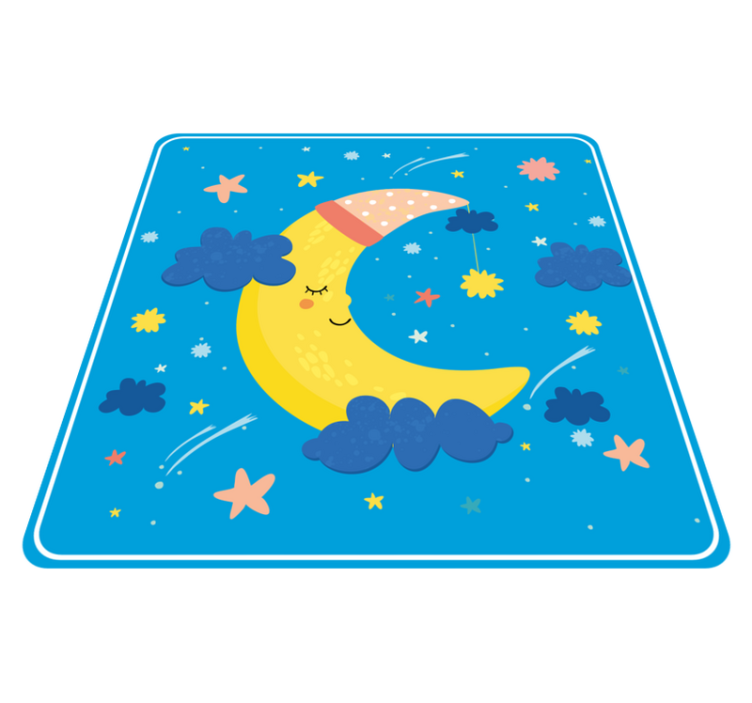 Lua com boné noturno e tapete de vinil com estrelas - TenStickers