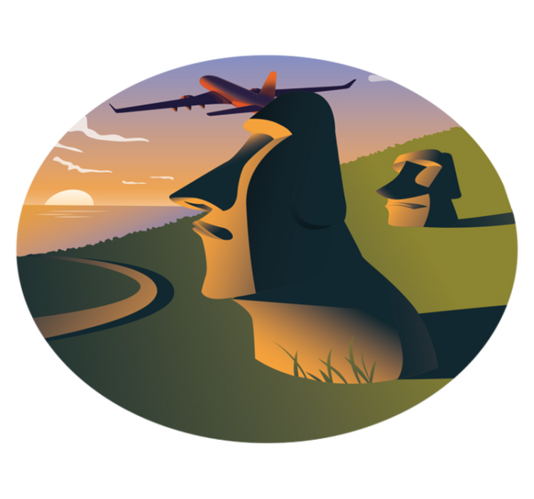 Tapete vinílico redondo pôr do sol na ilha de páscoa - TenStickers