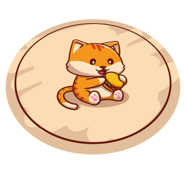 Tapete vinílico infantis gatinho com sanduíche - TenStickers