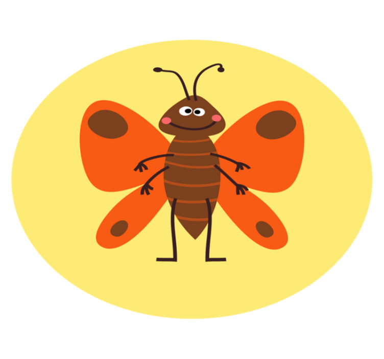 Tapete vinílico infantis personagem borboleta alegre - TenStickers