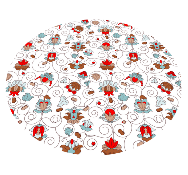 Tapete vinílico flores e plantas espiral botânico circular - TenStickers