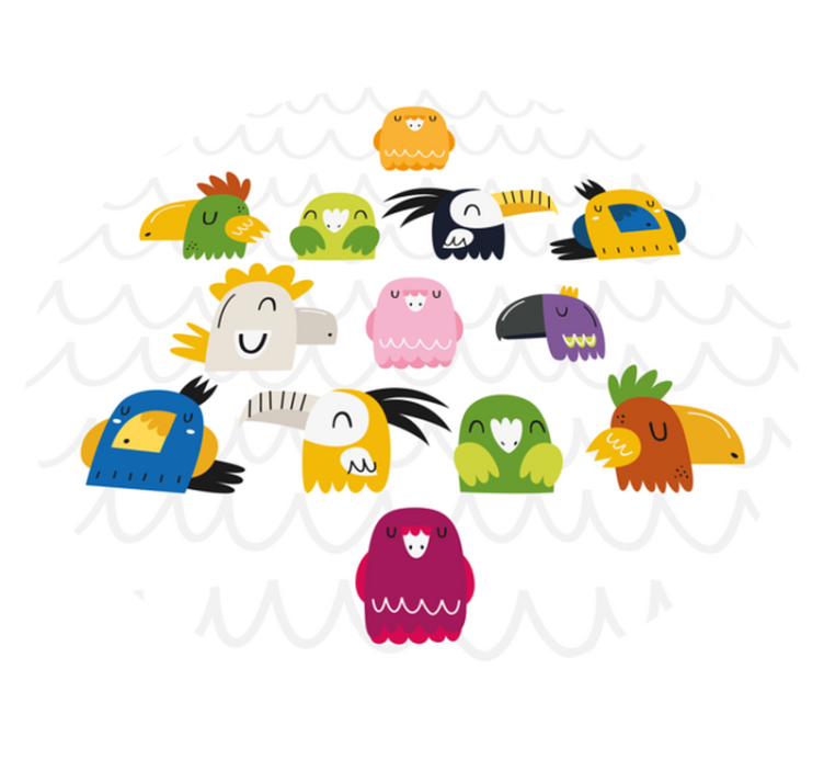 Pássaros exóticos desenho animal tapete - TenStickers