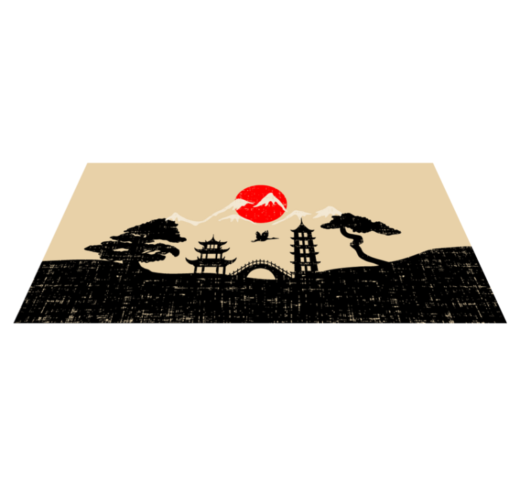 Tapete vinílico quarto cena de paisagem japonesa - TenStickers