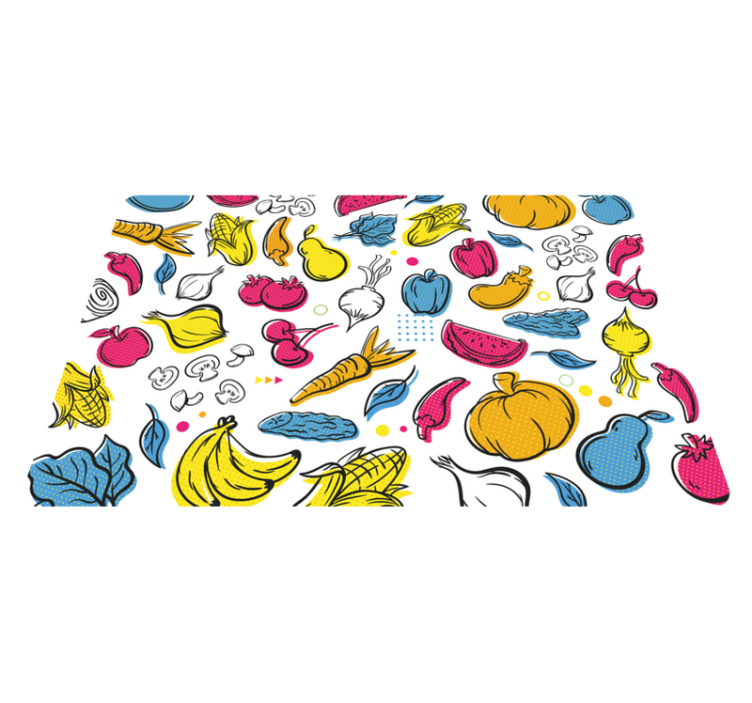 Tapete vinílico cozinha ilustração de frutas vibrantes - TenStickers