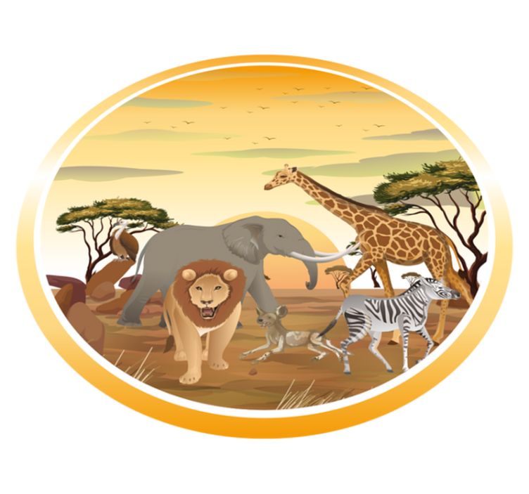 Animais africanos com tapete de animais de plantas - TenStickers