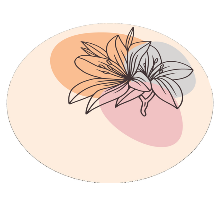 Tapete vinílico redondo detalhe floral de lírio - TenStickers