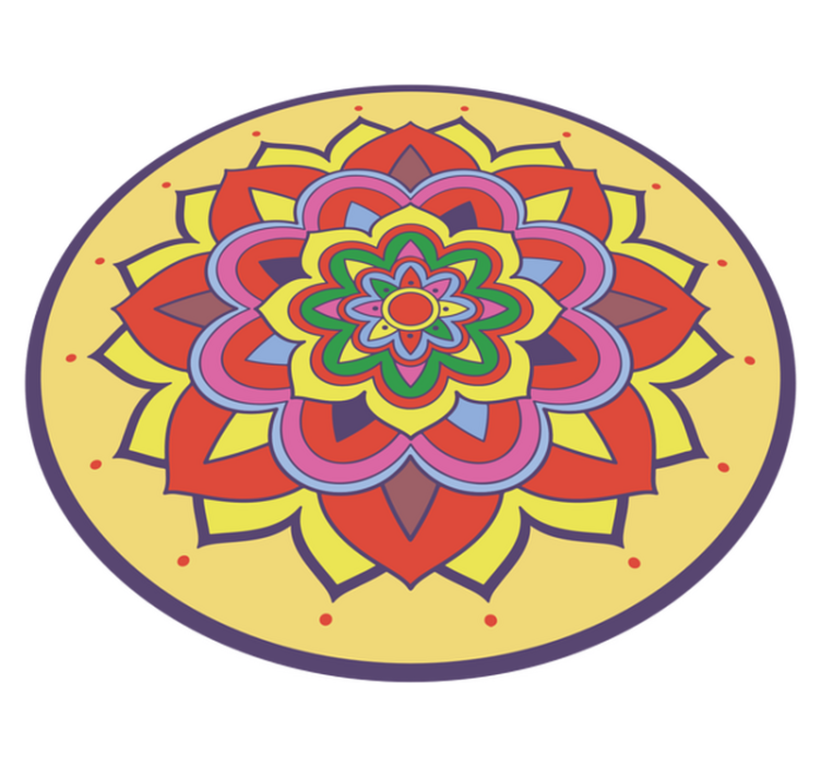 Tapete vinílico de mandala flor grande e colorida - TenStickers