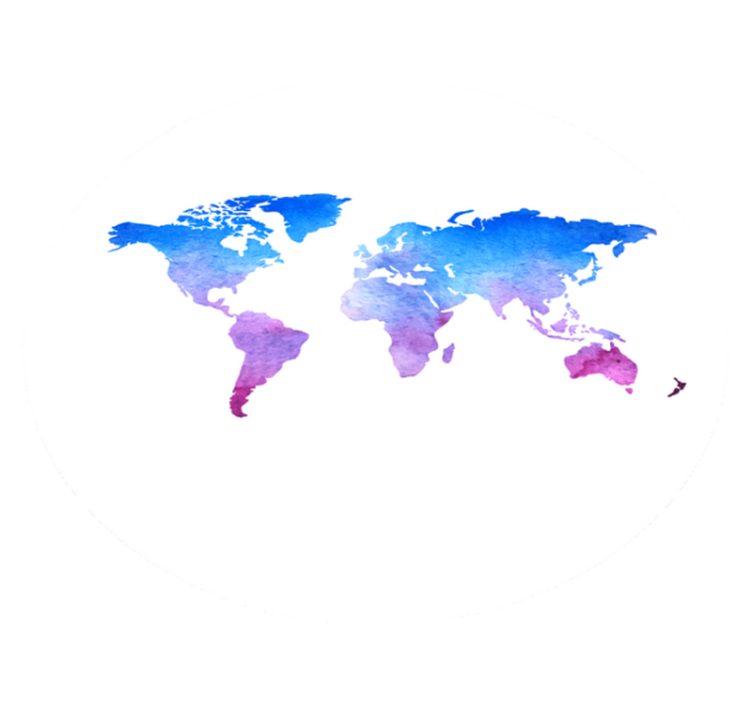 Tapete vinílico de mapa mundial textura aquarelada circular - TenStickers