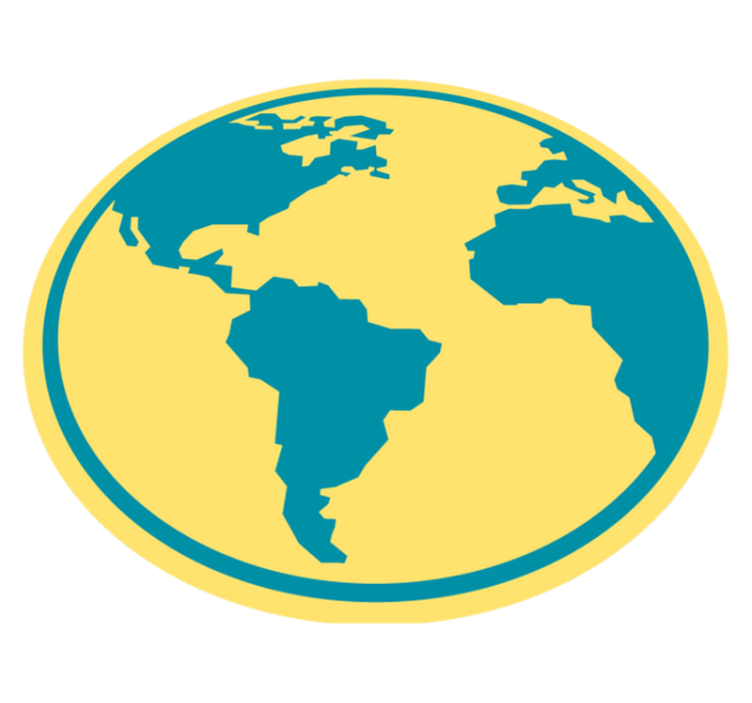 Tapete de mapa-múndi globo azul e amarelo colorido - TenStickers