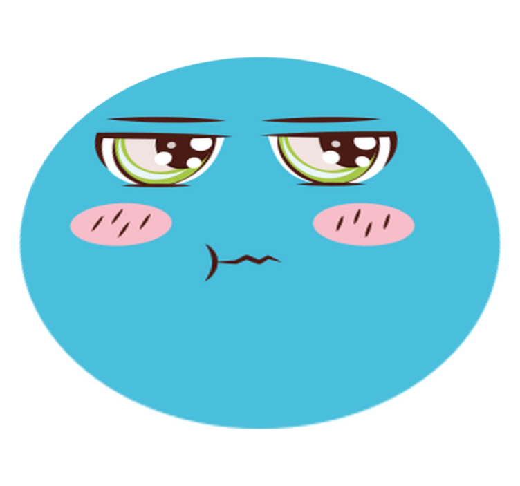 Tapete vinílico redondo rosto triste de desenho animado - TenStickers