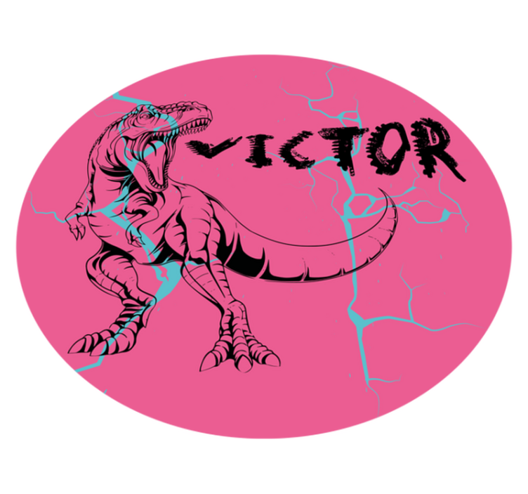 Tapete em vinil infantil t-rex rosa com nome - TenStickers