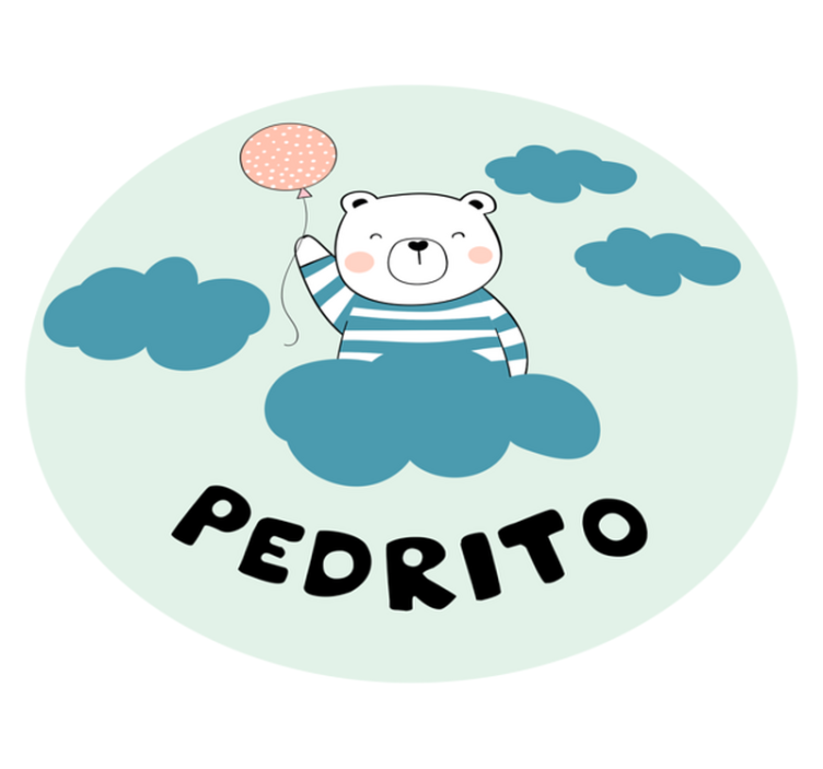 Tapete vinílico com nome balão de urso alegre - TenStickers