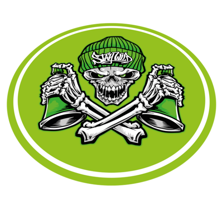 Tapete vinílico redondo caveira e bebidas - TenStickers