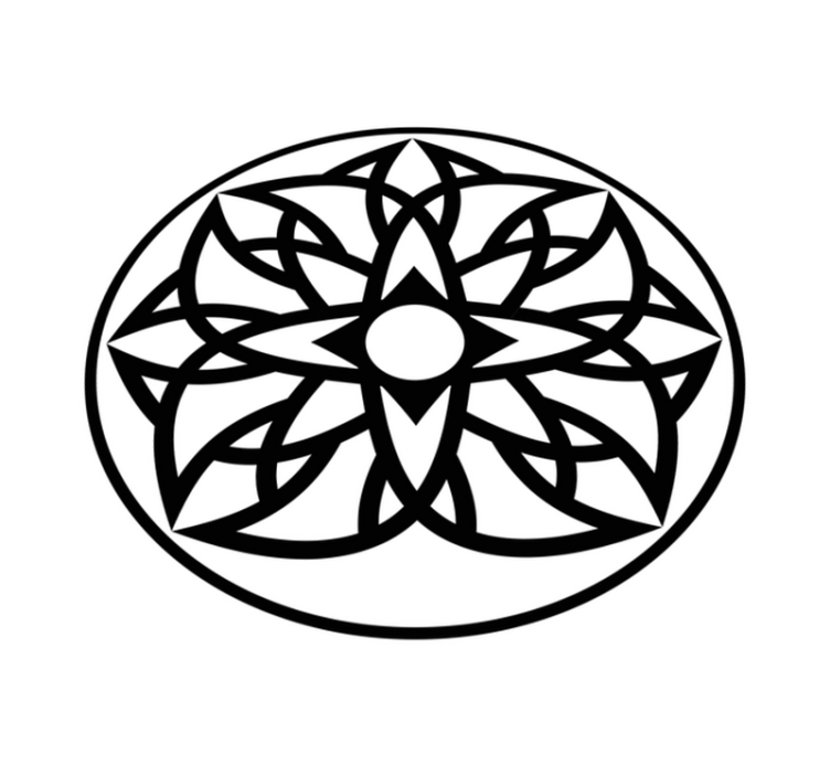 Tapete vinílico de mandala design em preto e branco - TenStickers