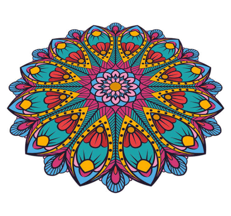 Tapete vinílico de mandala ilustração floral colorida - TenStickers