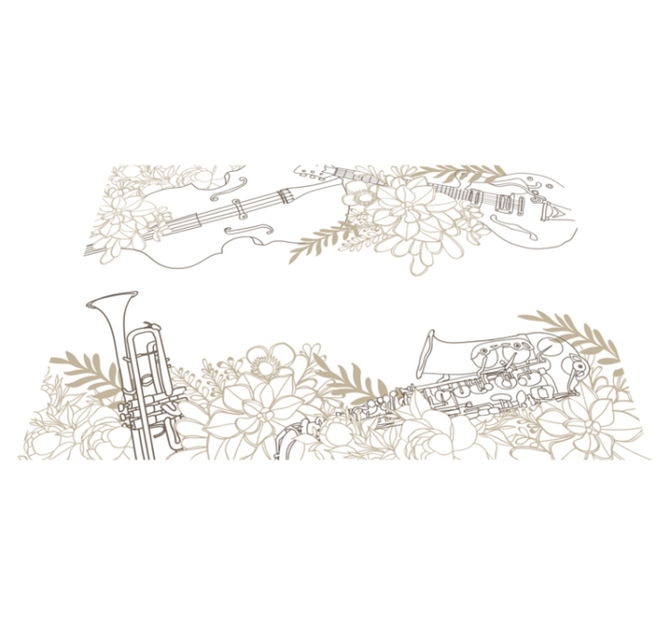 Tapete vinílico flores e plantas arranjo floral musical - TenStickers