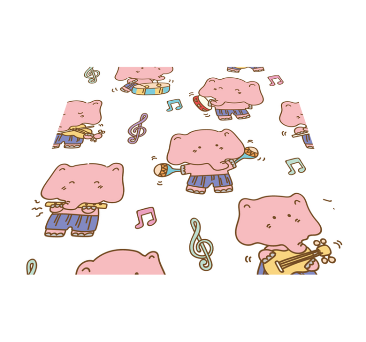 Tapete em vinil infantil tema musical de elefantes - TenStickers